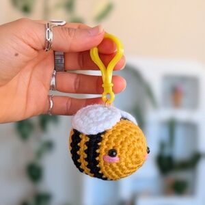 Crochet Bee Keychain Toy